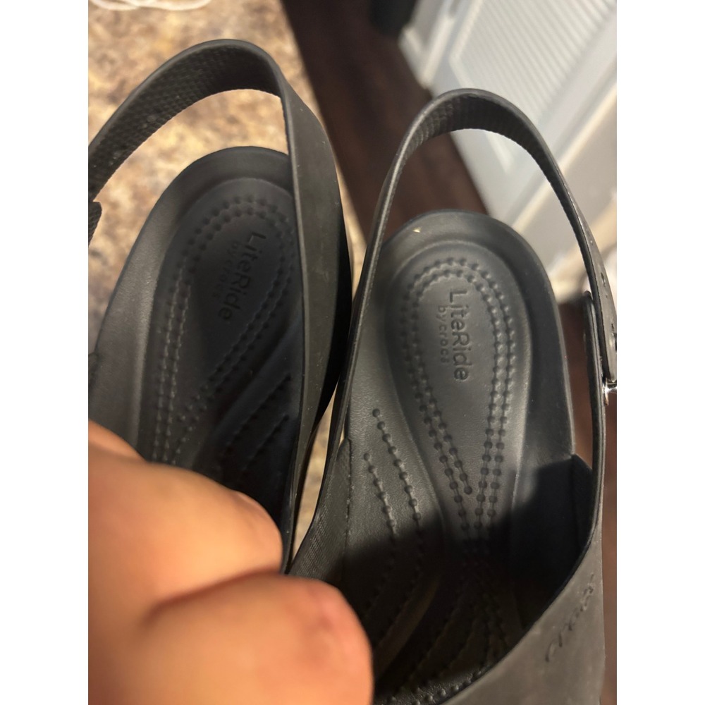 Crocs LiteRide Brooklyn Wedge Sandals Black Mushroom Womens 9 Platform Strappy - Picture 4 of 10